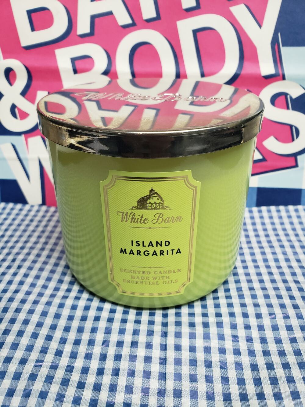 BBW Island Margarita Yellow Shiny Jar Large 3 Wick Candle Home Fragrance
